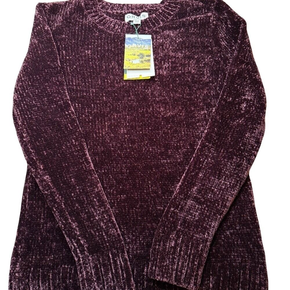 NWT Orvis Womens S Plum Chenille Sweater Soft Spring Layer Coastal Travel Office